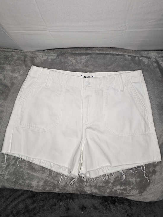 PAIGE Pants - PAIGE White Raw Hem Utility Denim Shorts